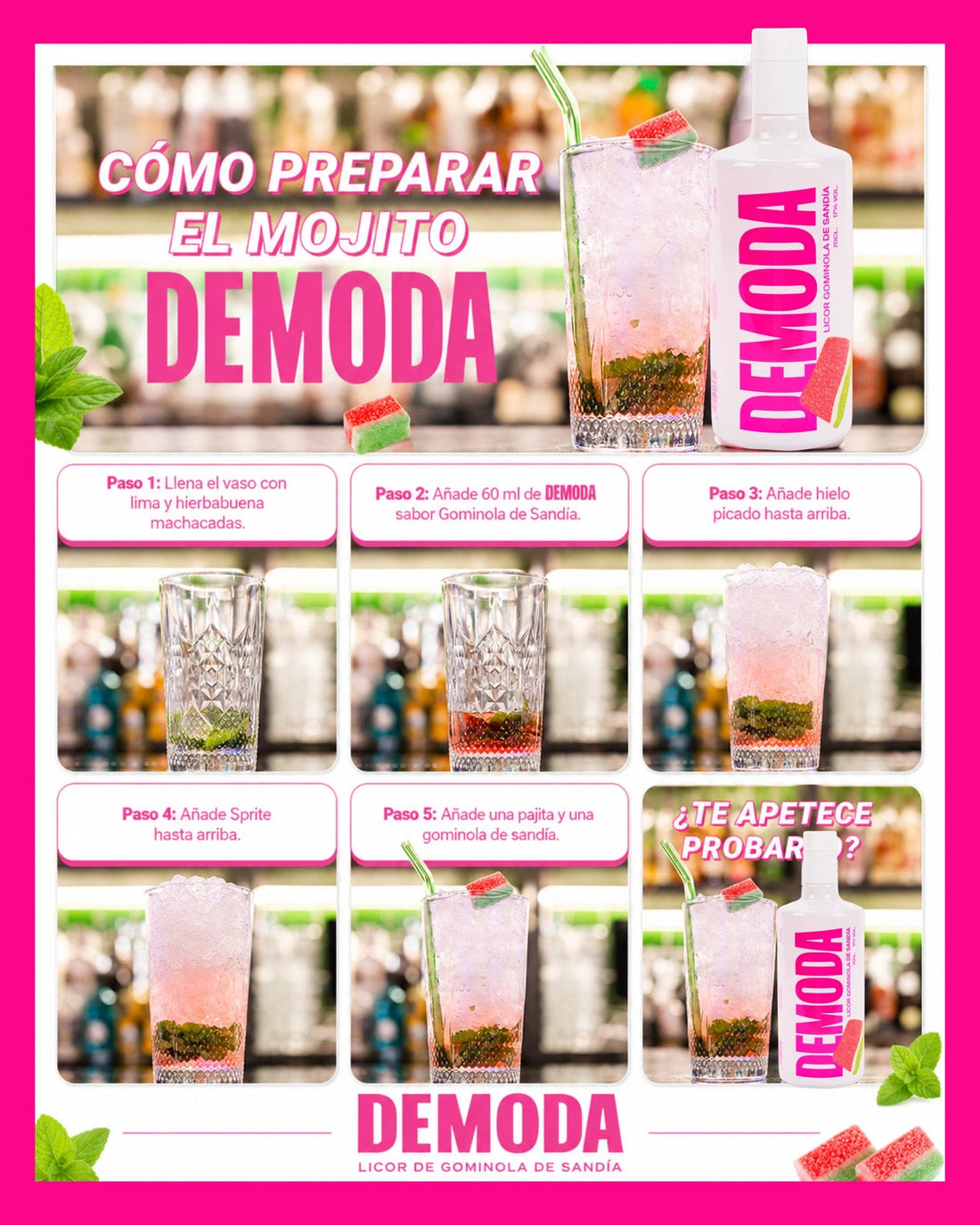 Mojito de sandía DEMODA: receta fácil paso a paso