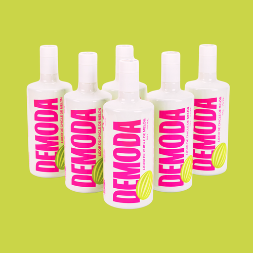 Pack de 6 Botellas 70 cl de Licor DEMODA sabor Chicle de Melon 