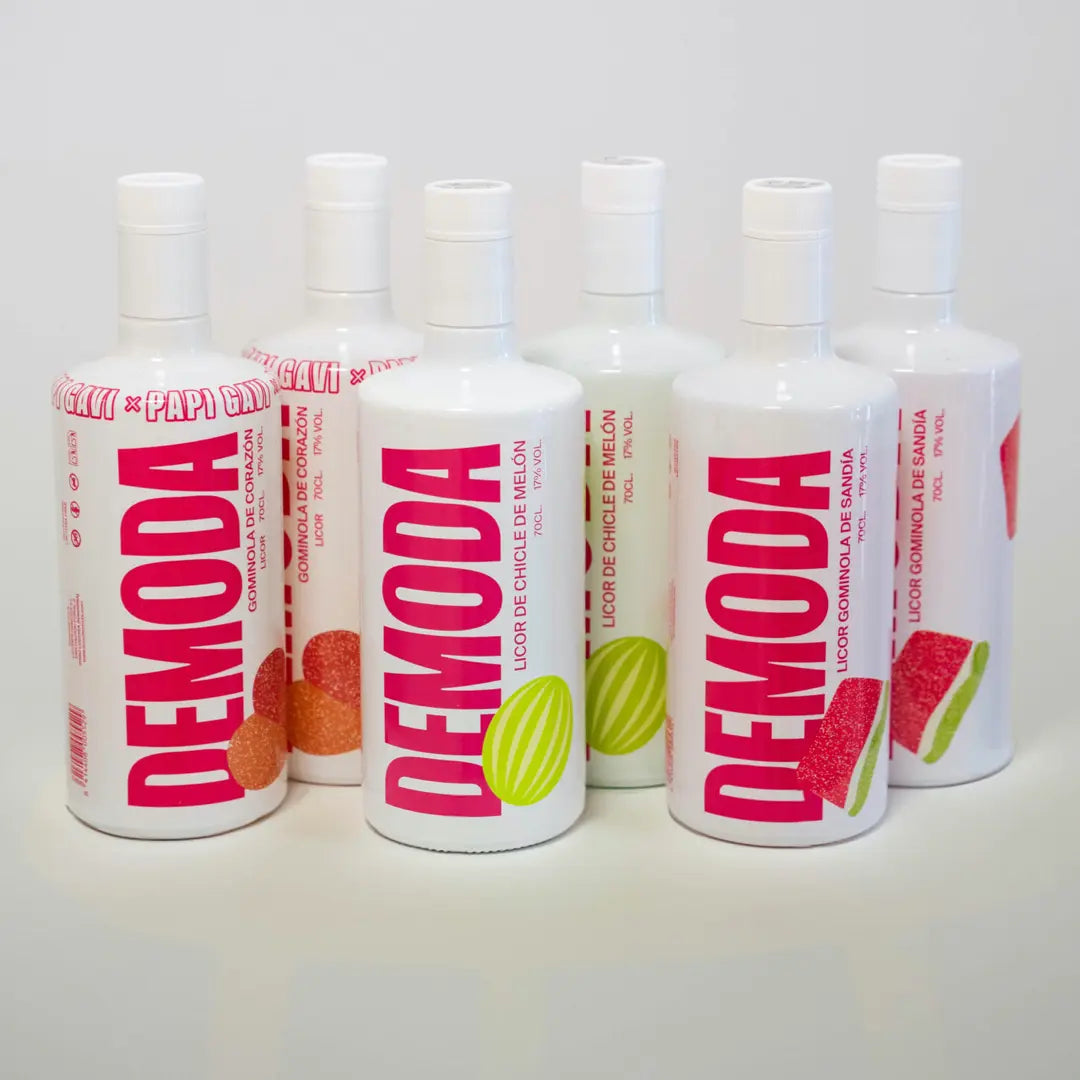 Pack de 6 Botellas 70 cl de Licor DEMODA Papi Gavi Chicle de Melon y Gominola de Sandia